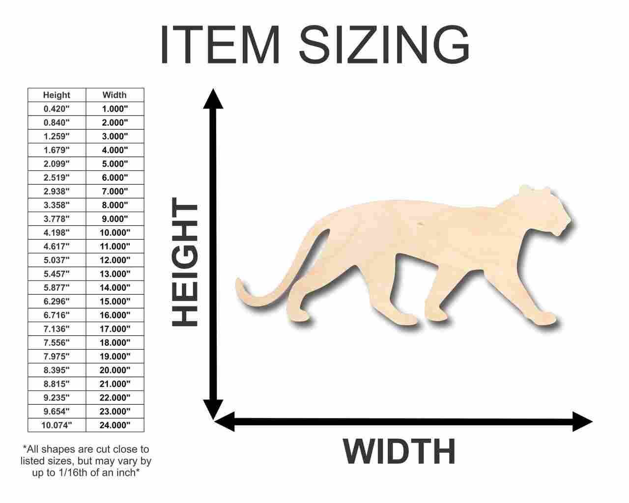Unfinished Wood Panther Shape - Animal - Wildlife - Craft - up to 46" DIY