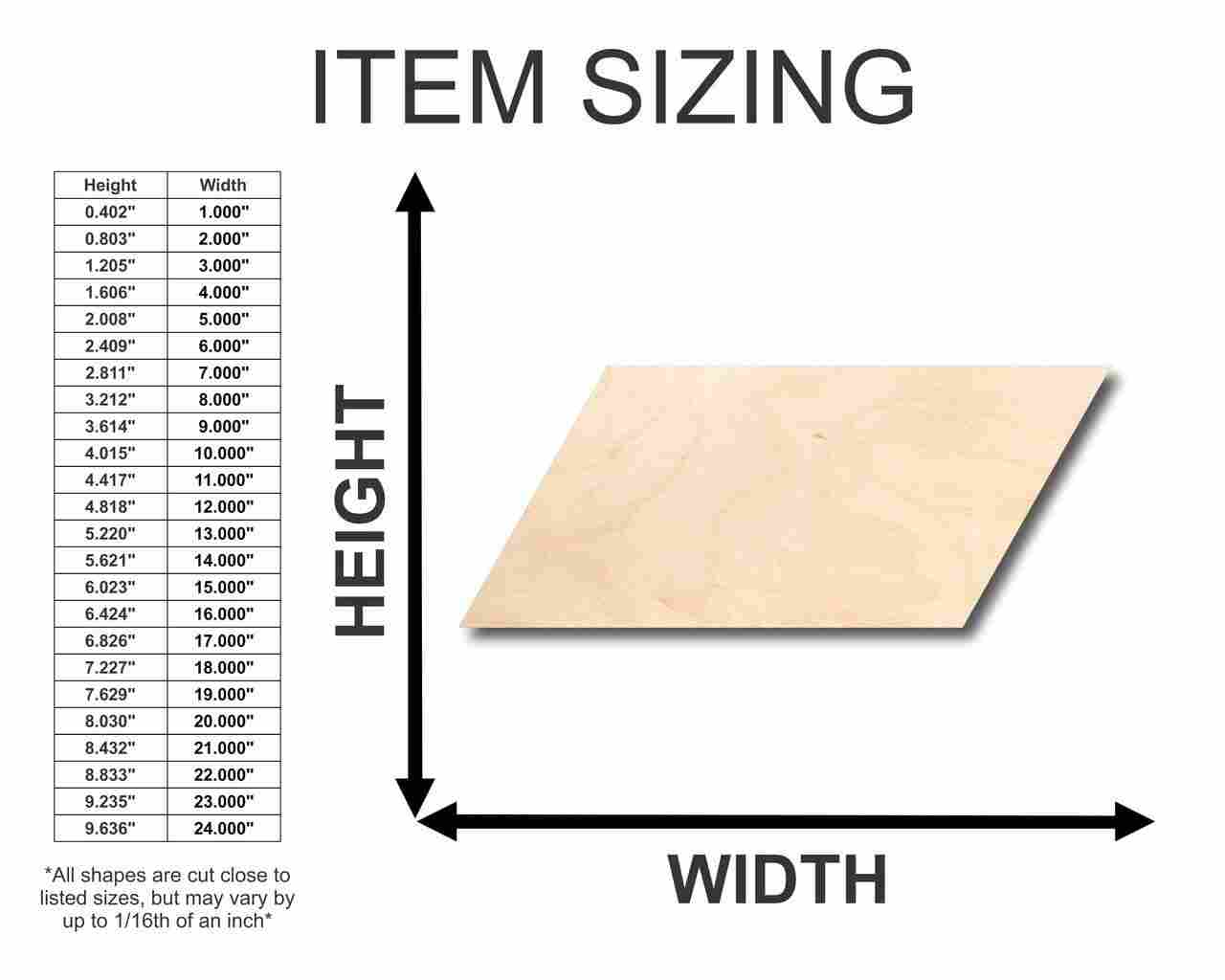 Unfinished Wood Parallelogram Shape - Craft - up to 46" DIY