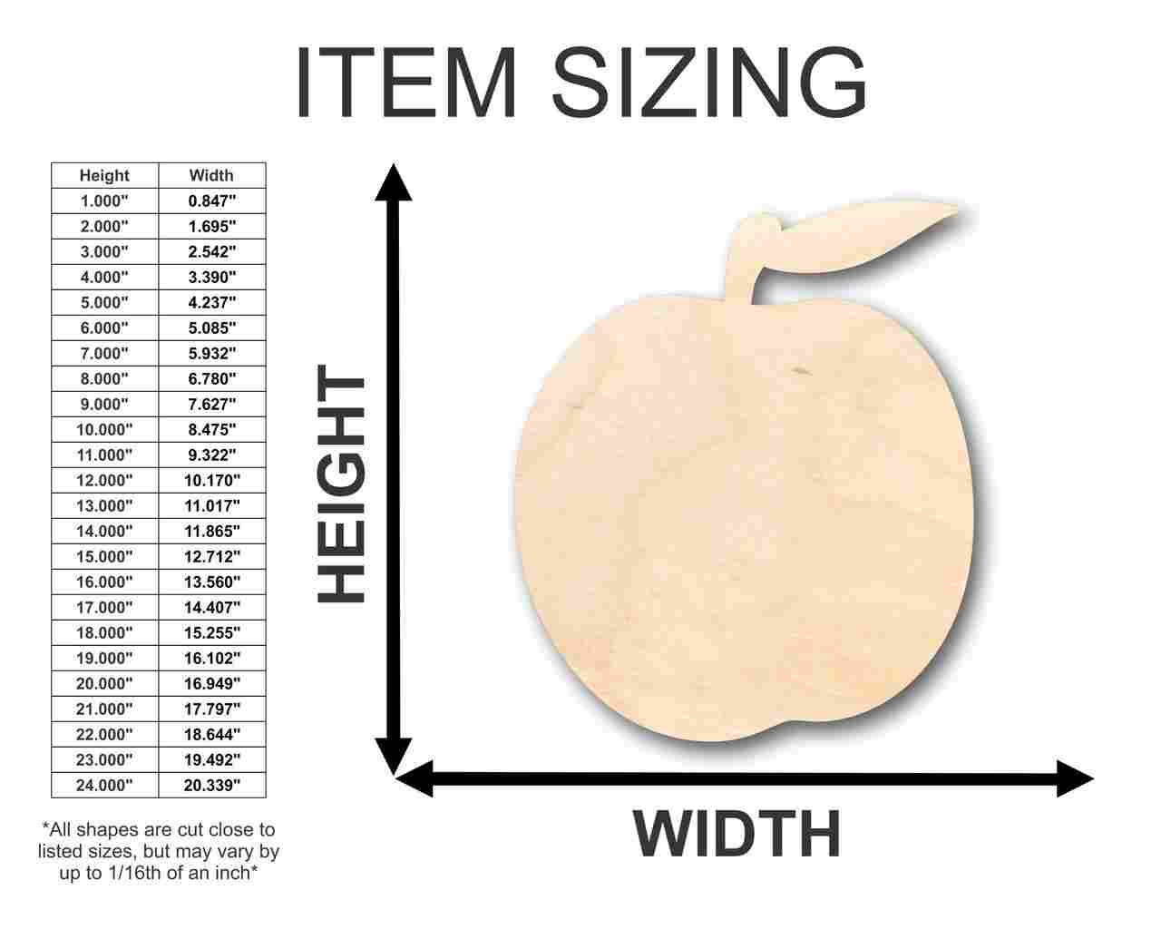 Unfinished Wood Peach Shape - Fruit - Craft - up to 46" DIY