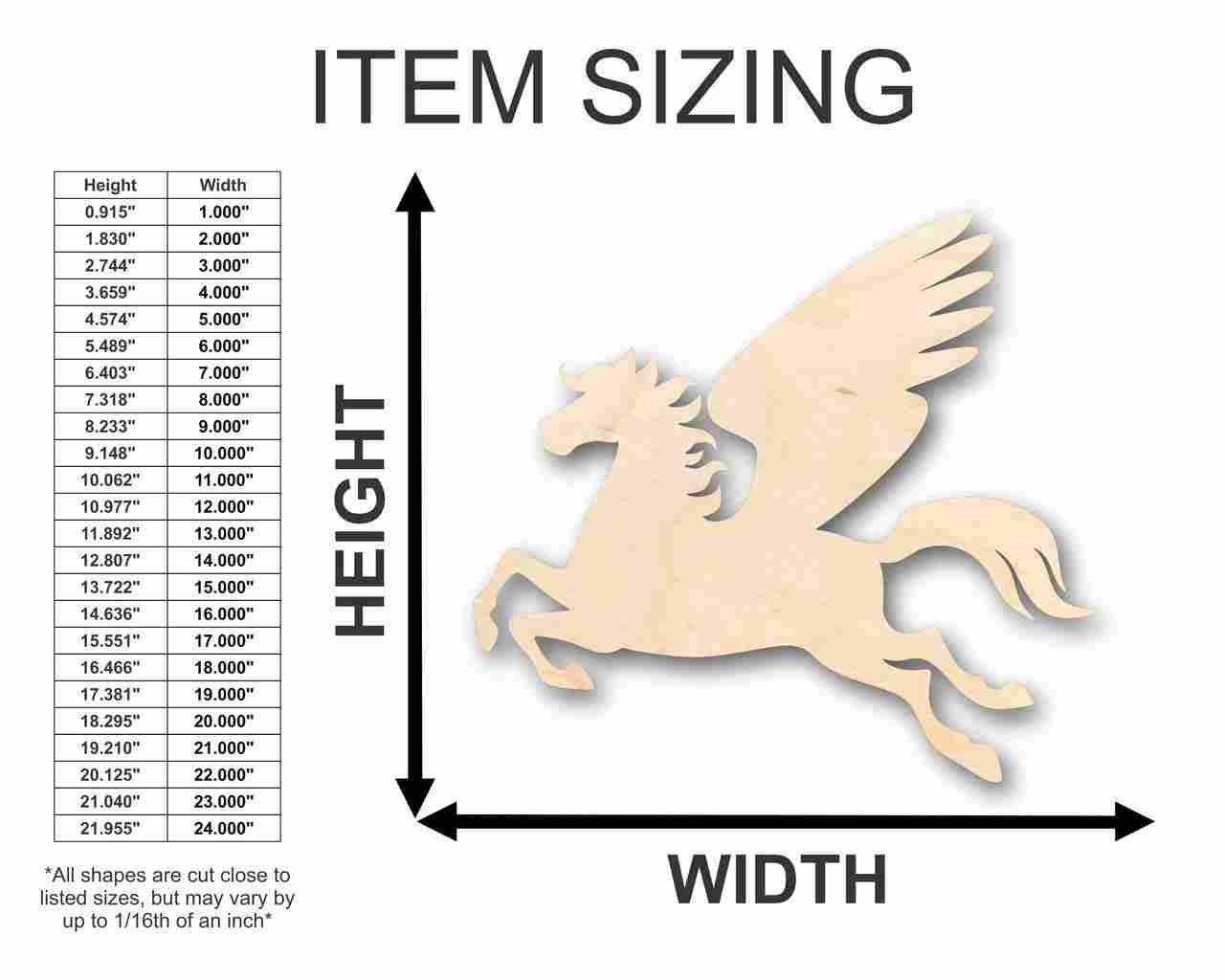 Unfinished Wood Pegasus Shape - Mythical - Beast - Craft - up to 46" DIY