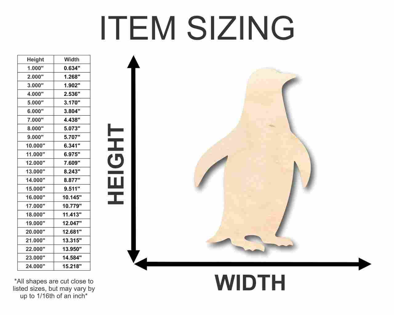 Unfinished Wood Penguin Shape - Animal - Wildlife - Craft - up to 46" DIY