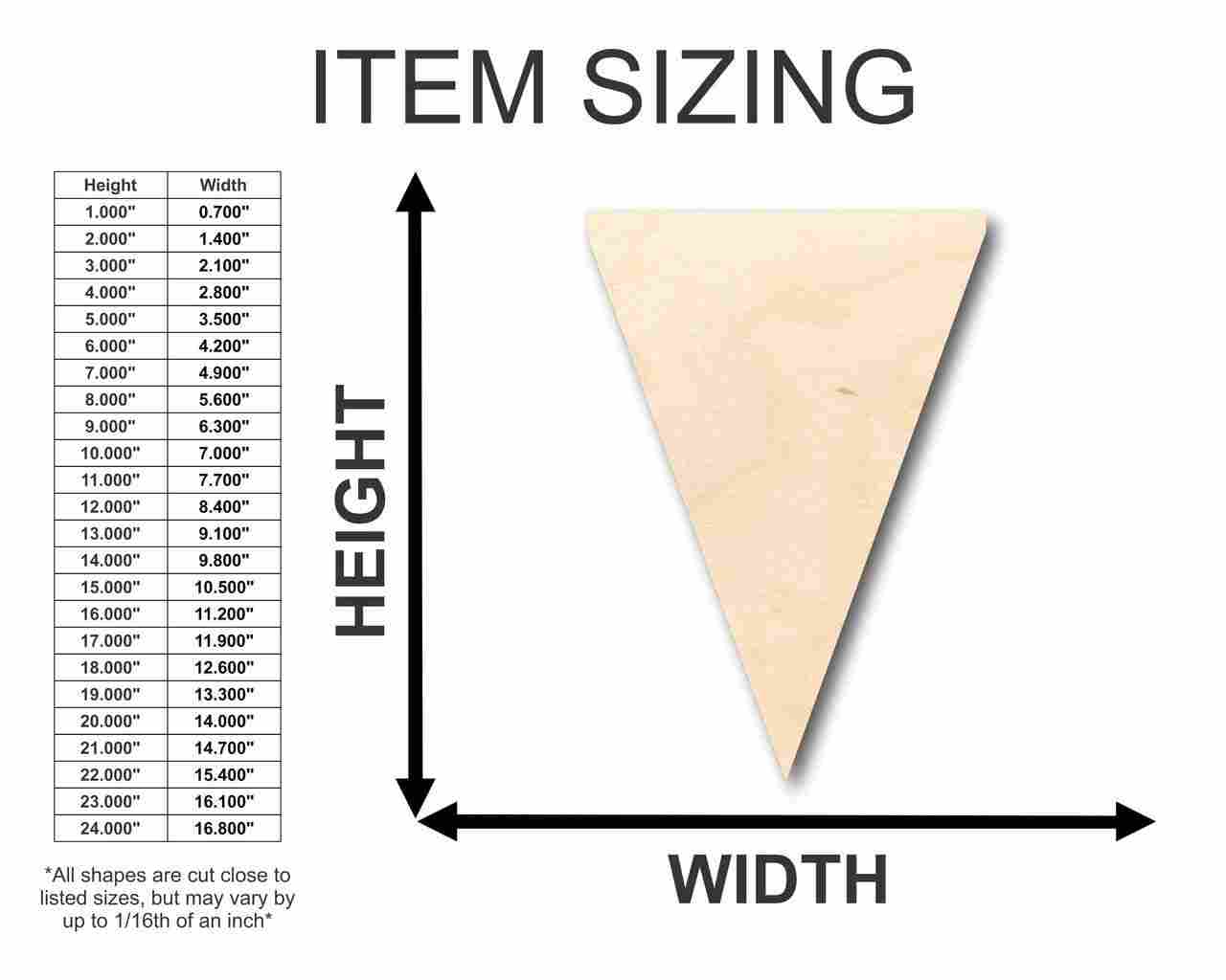 Unfinished Wood Pennant Shape - School - Sports - Craft - up to 46" DIY