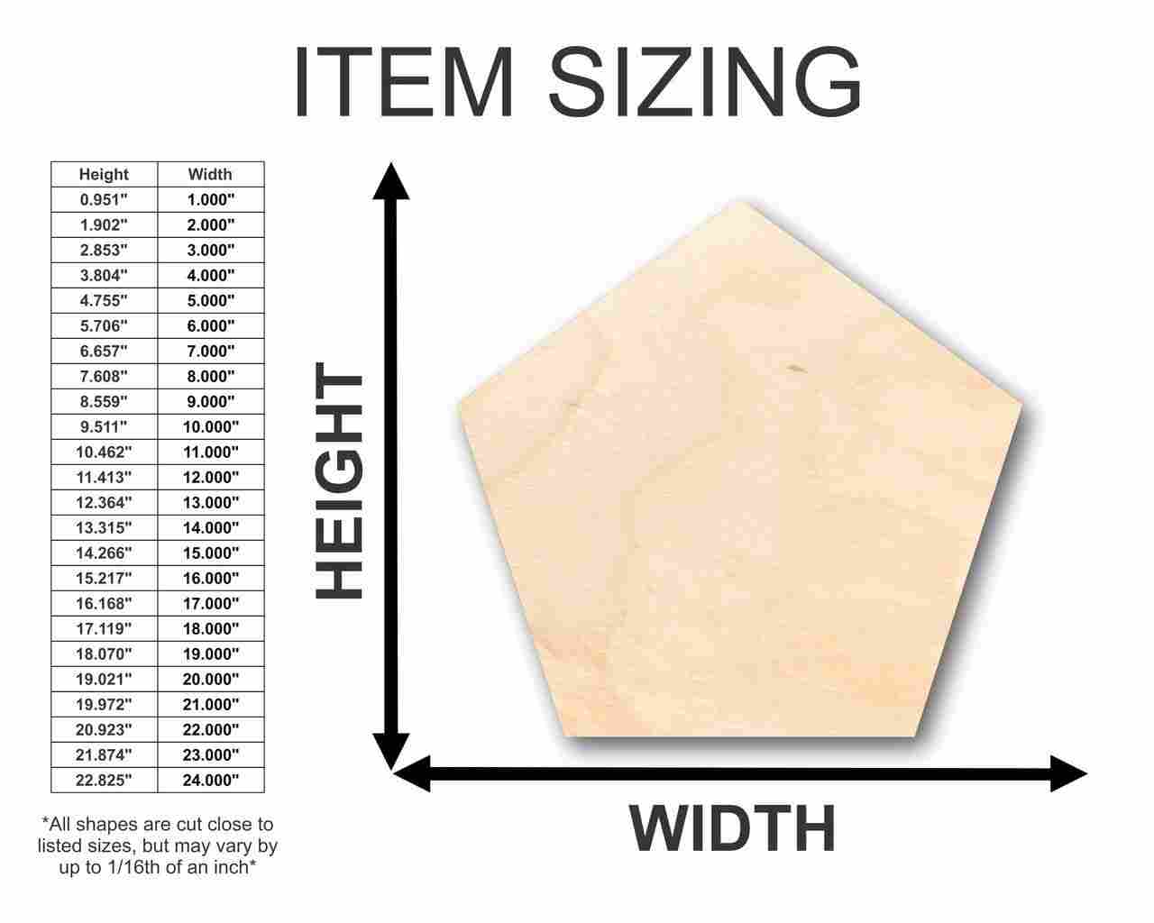 Unfinished Wood Pentagon Shape - Craft - up to 46" DIY