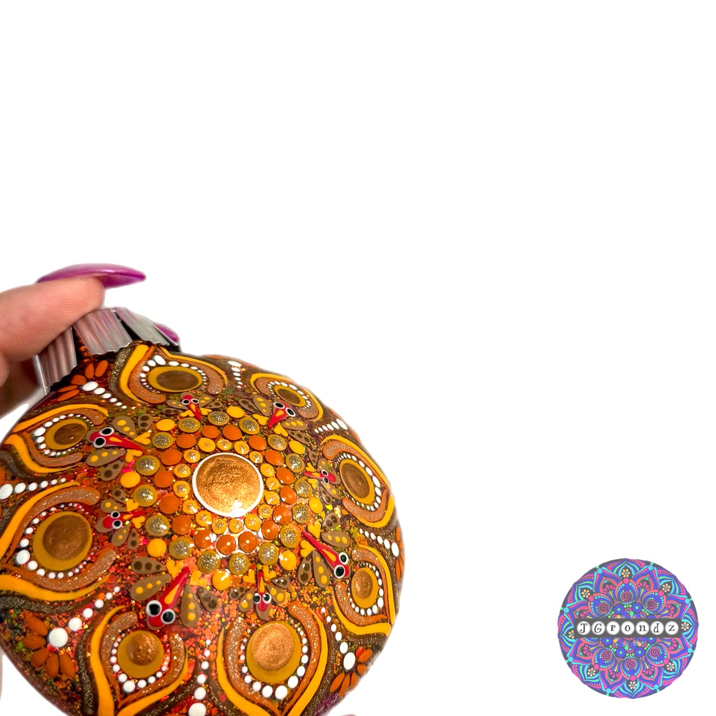 3” Turkey Mandala Glitter Ornament