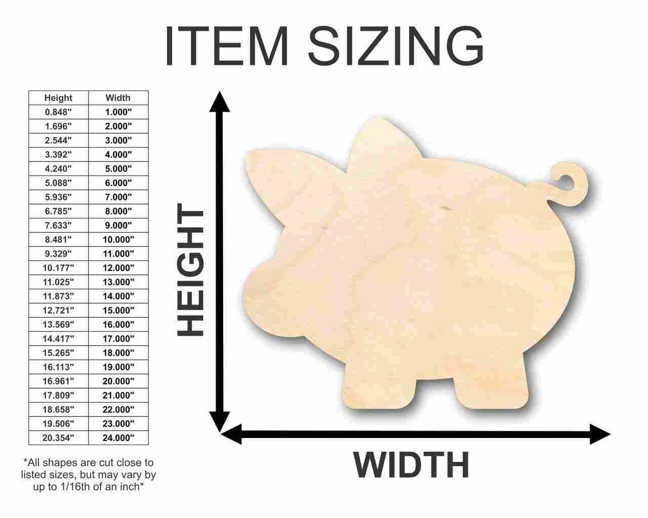 Unfinished Wood Piglet Piggy Bank Shape - Farm Animal - Money - Craft - up to 46" DIY
