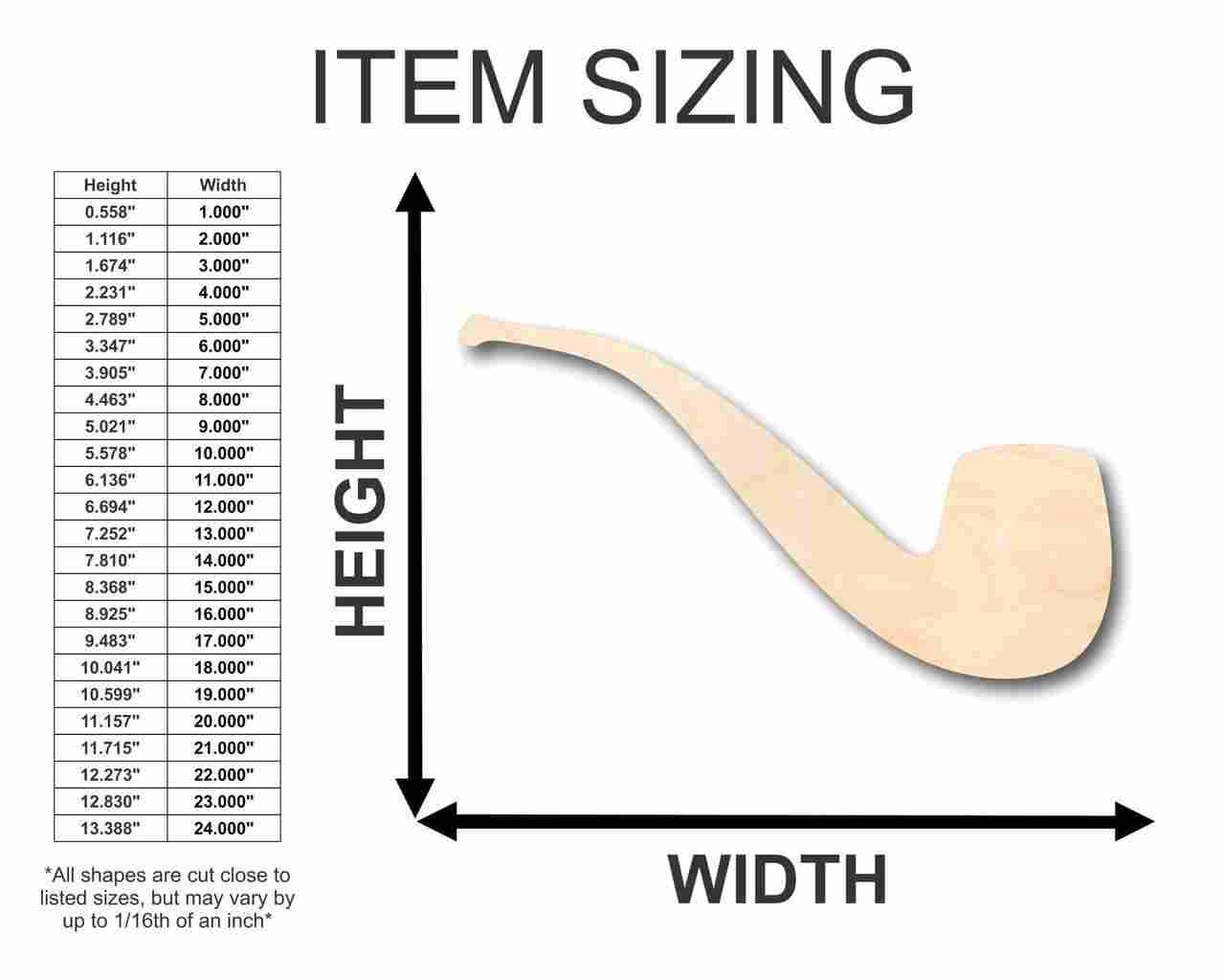 Unfinished Wood Pipe Smoke Shape - Detective - Hobbit - Craft - up to 46" DIY