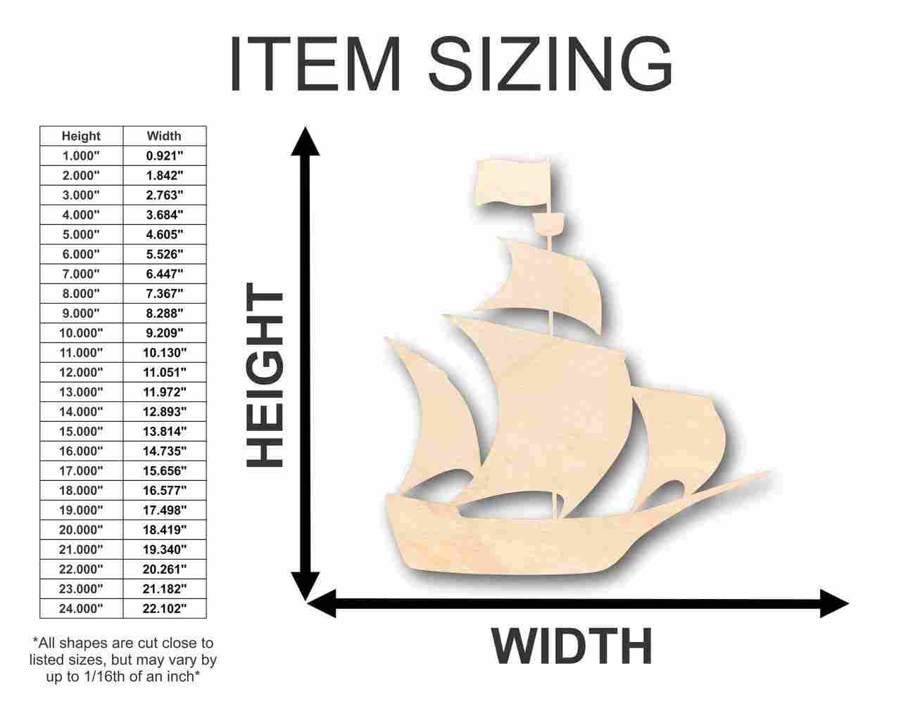 Unfinished Wood Pirate Ship Shape - Pirates - Craft - up to 46" DIY