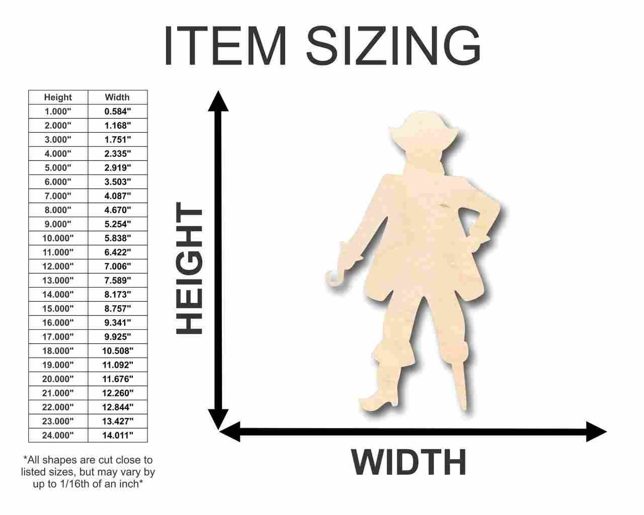 Unfinished Wood Pirate Captain Pegleg Shape - Ahab - Moby Dick - Pirates - Craft - up to 46" DIY