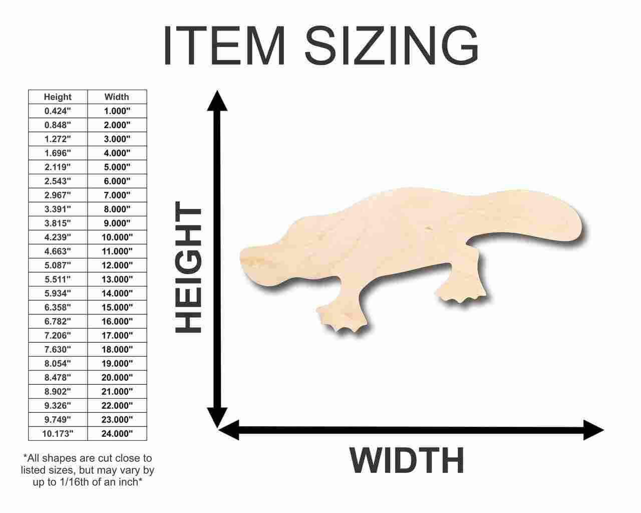 Unfinished Wood Platypus Shape - Animal - Craft - up to 46" DIY