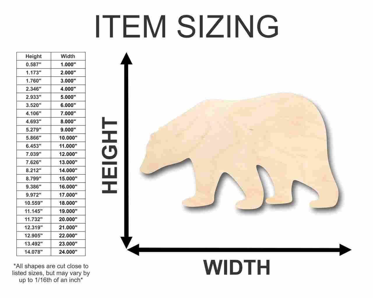Unfinished Wood Polar Bear Shape - Animal - Craft - up to 46" DIY