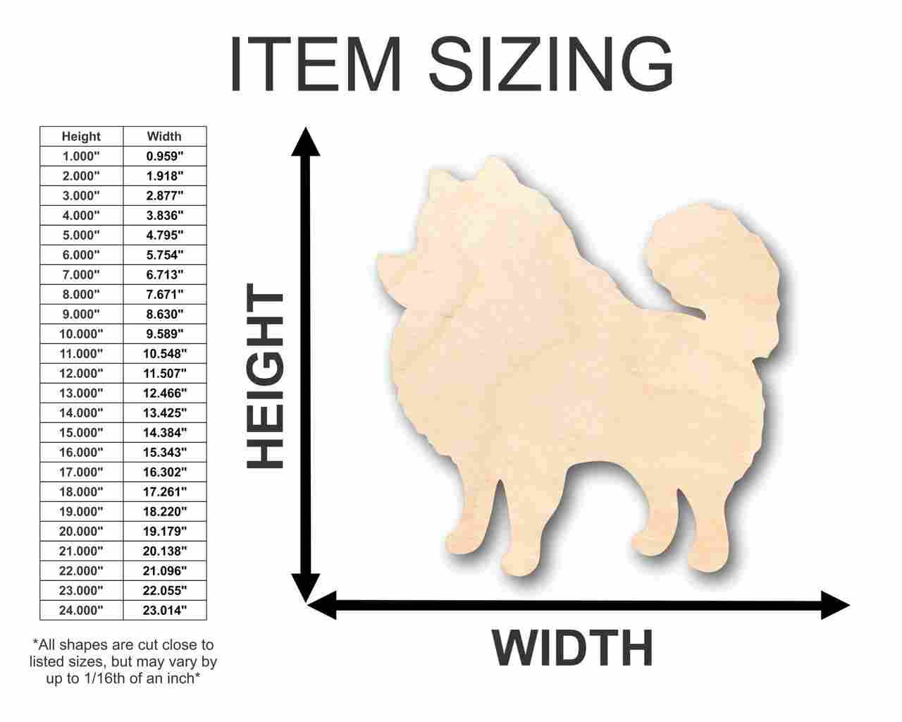 Unfinished Wood Pomeranian Dog Shape - Animal - Pet - Craft - up to 46" DIY