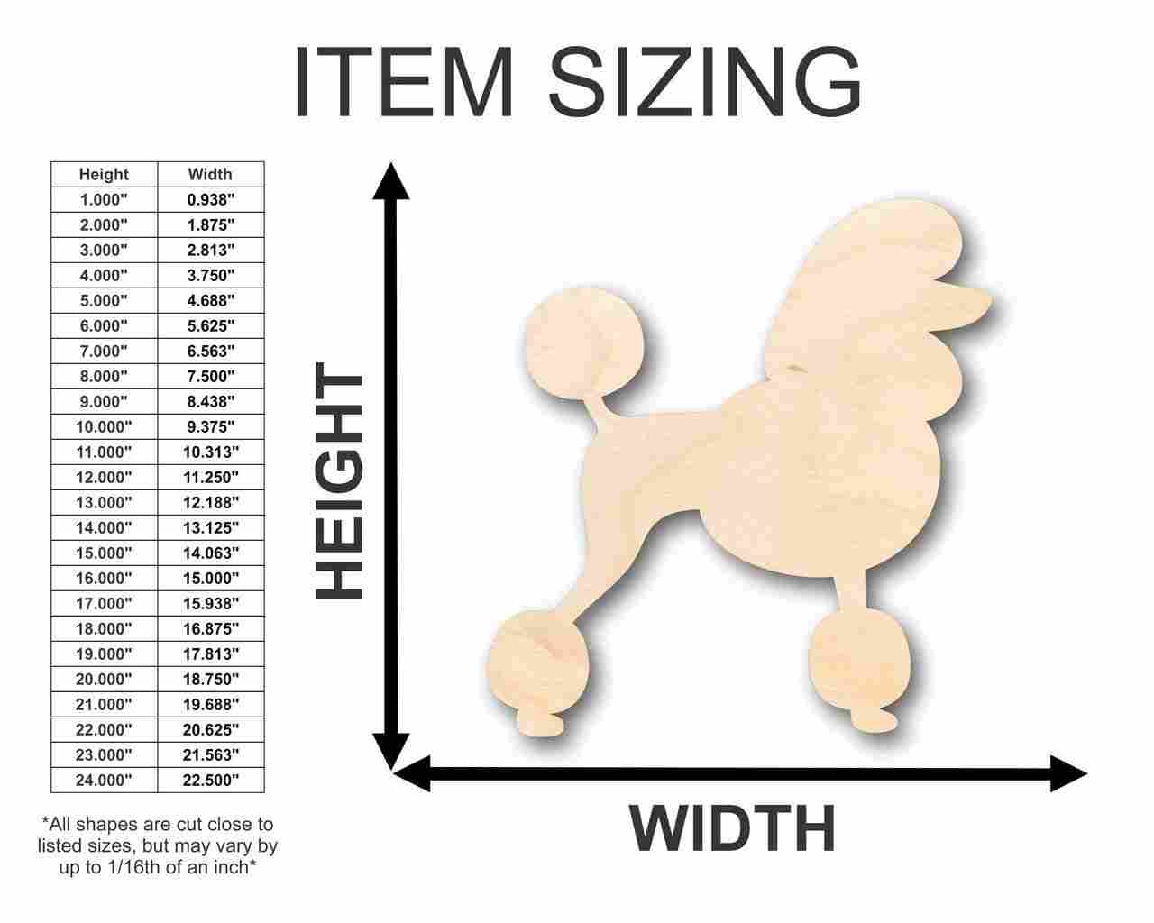 Unfinished Wood Poodle Dog Shape - Animal - Pet - Craft - up to 46" DIY