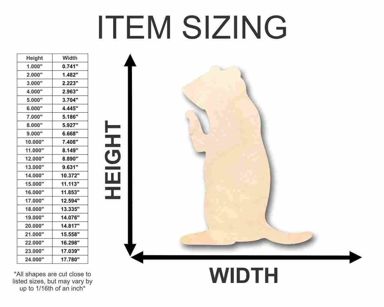 Unfinished Wood Prairie Dog Shape - Animal - Wildlife - Craft - up to 46" DIY