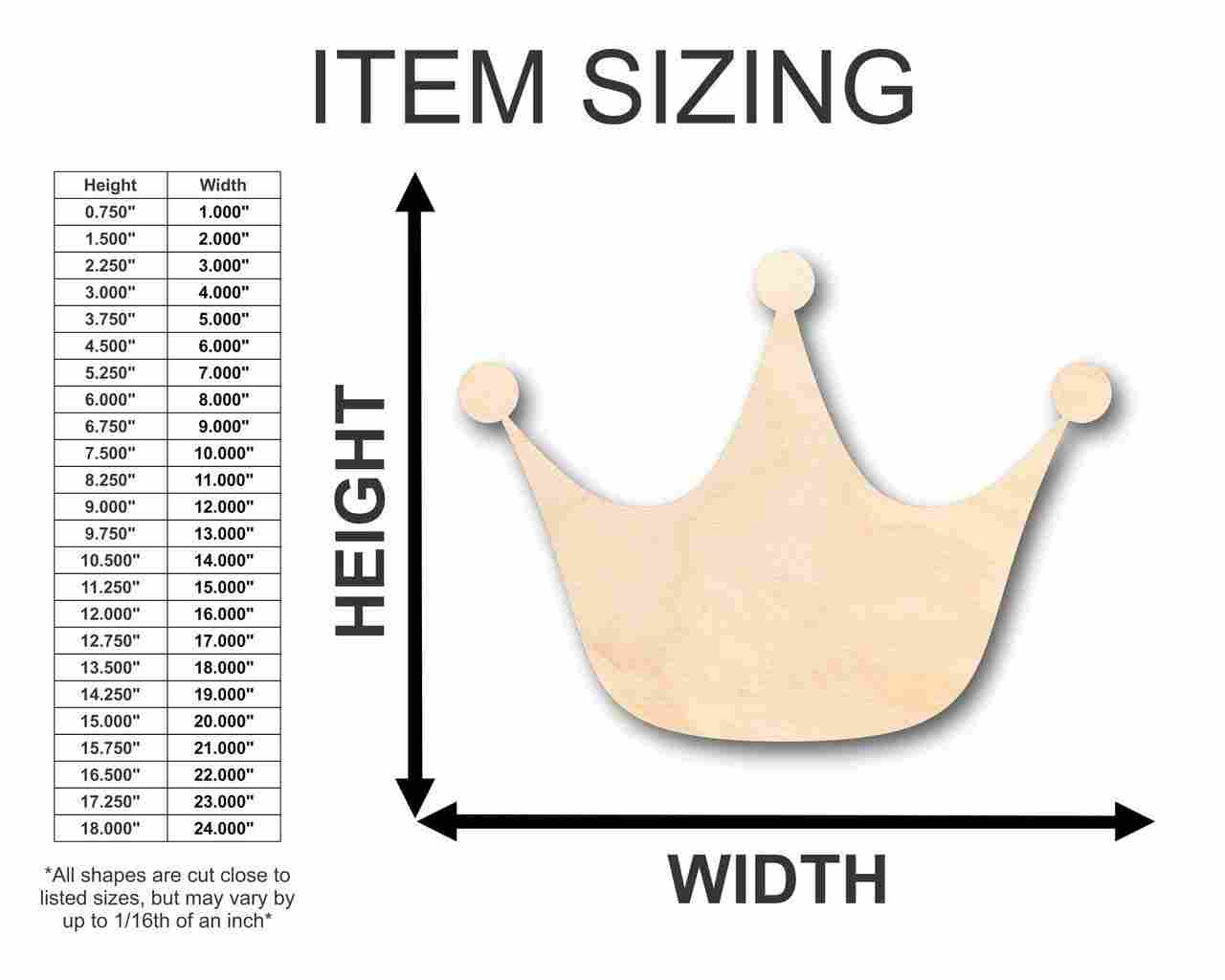 Unfinished Wood Princess Crown Shape - Royalty - Craft - up to 46" DIY