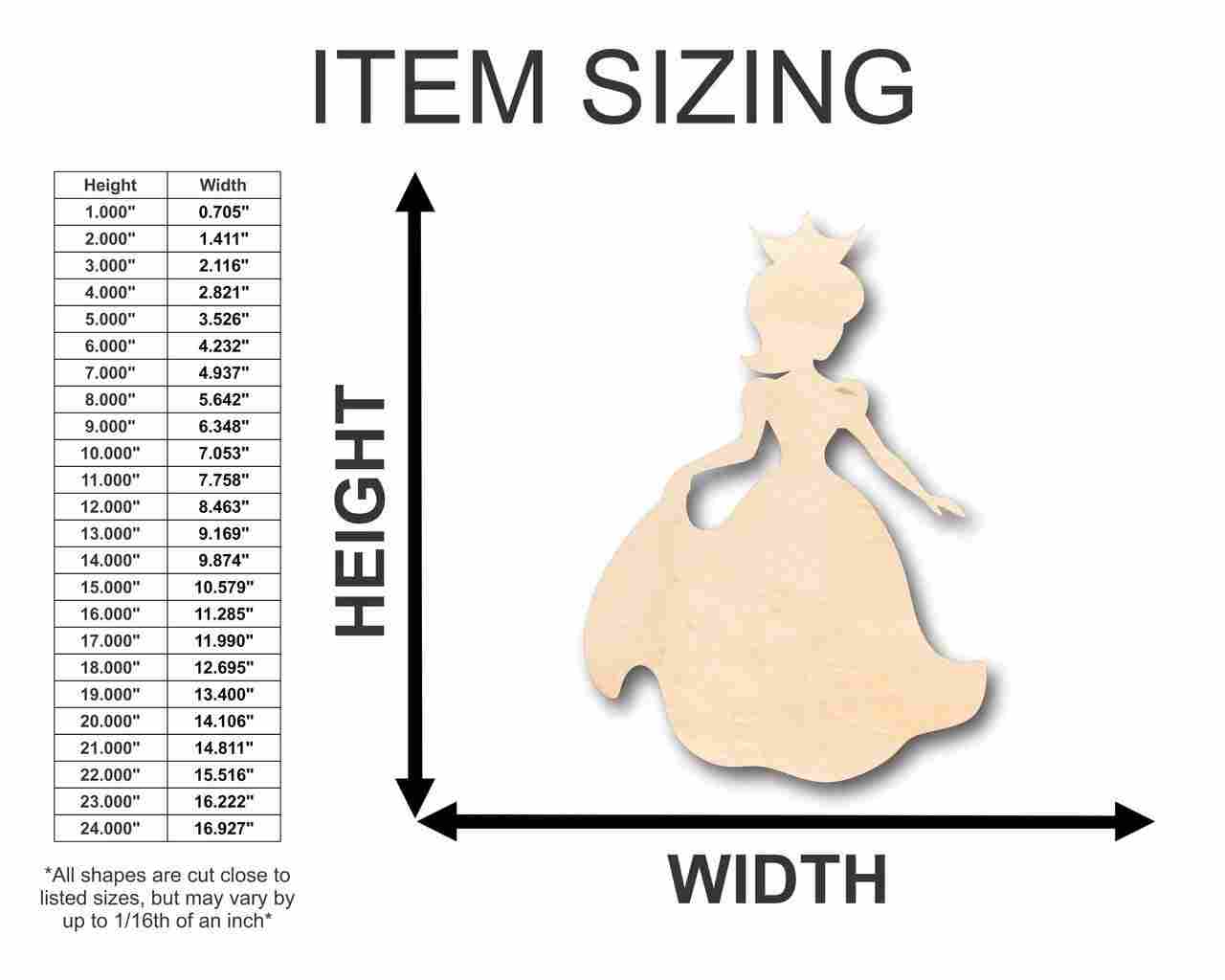 Unfinished Wood Princess Shape - Royalty - Craft - up to 46" DIY