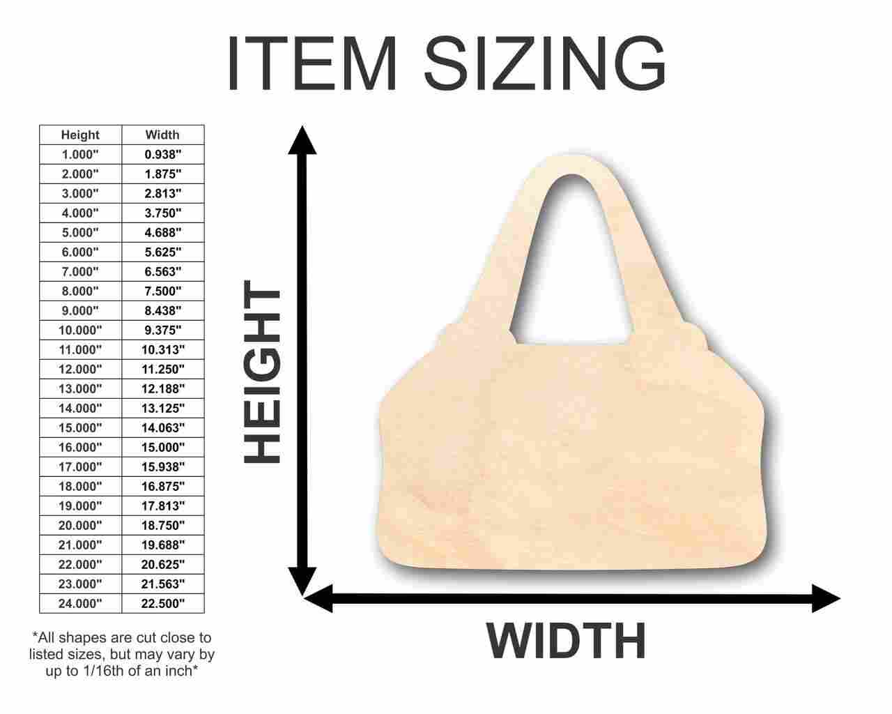 Unfinished Wood Purse Shape - Craft - up to 46" DIY