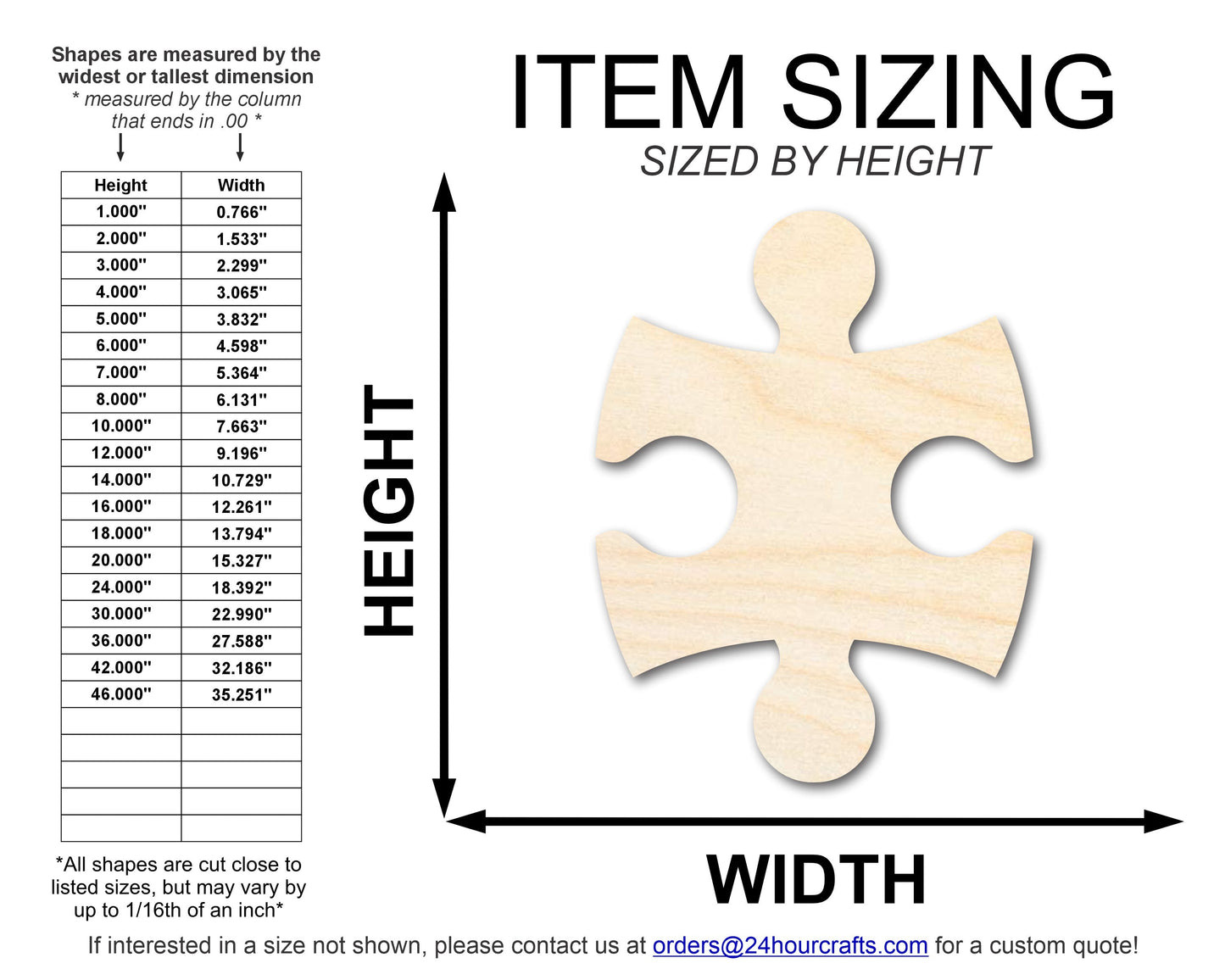 Unfinished Wood Interlocking Puzzle Shape | Autism Awareness | Craft Cutout | up to 46" DIY