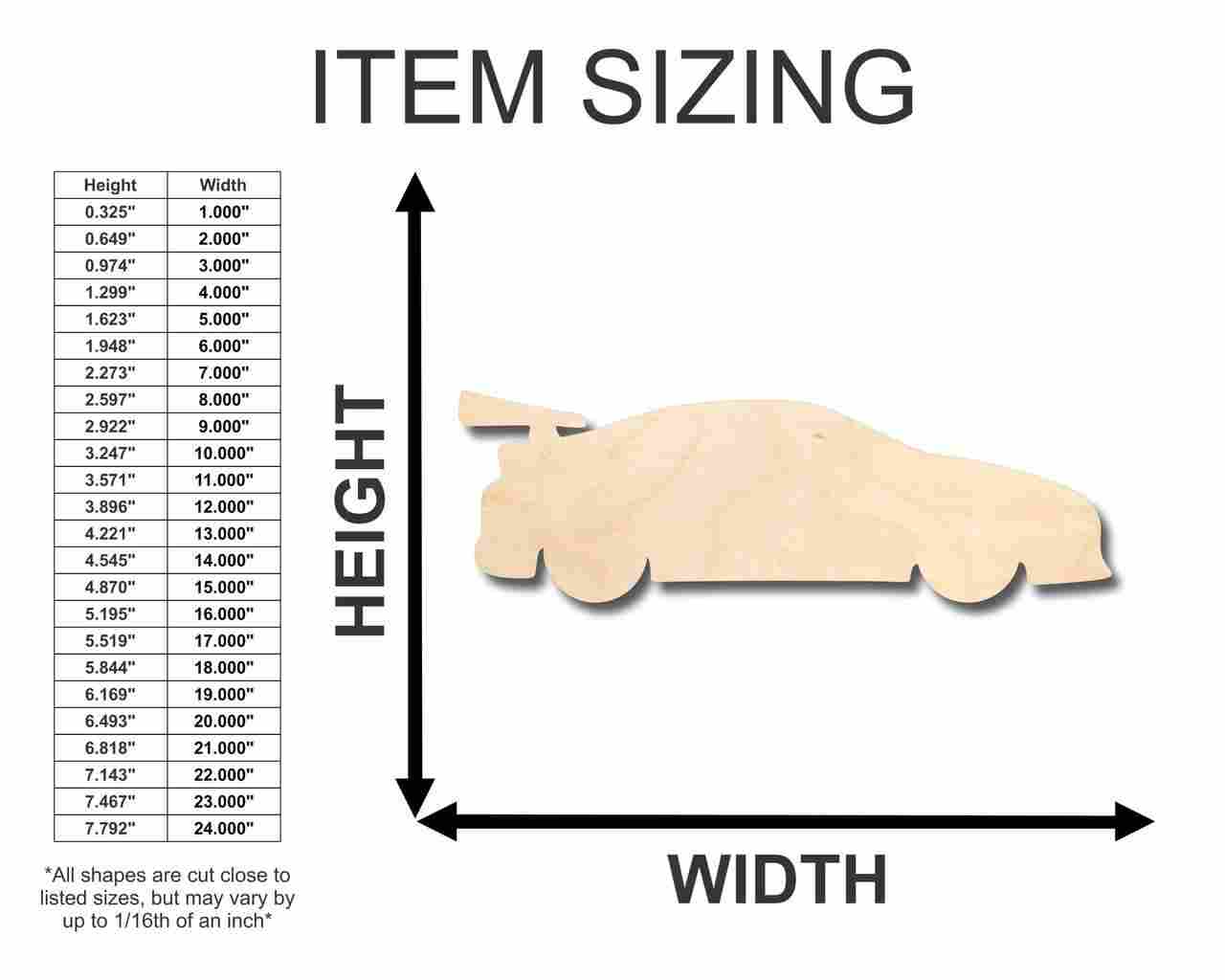 Unfinished Wood Race Car NASCAR Shape - Kid's Room - Craft - up to 46" DIY