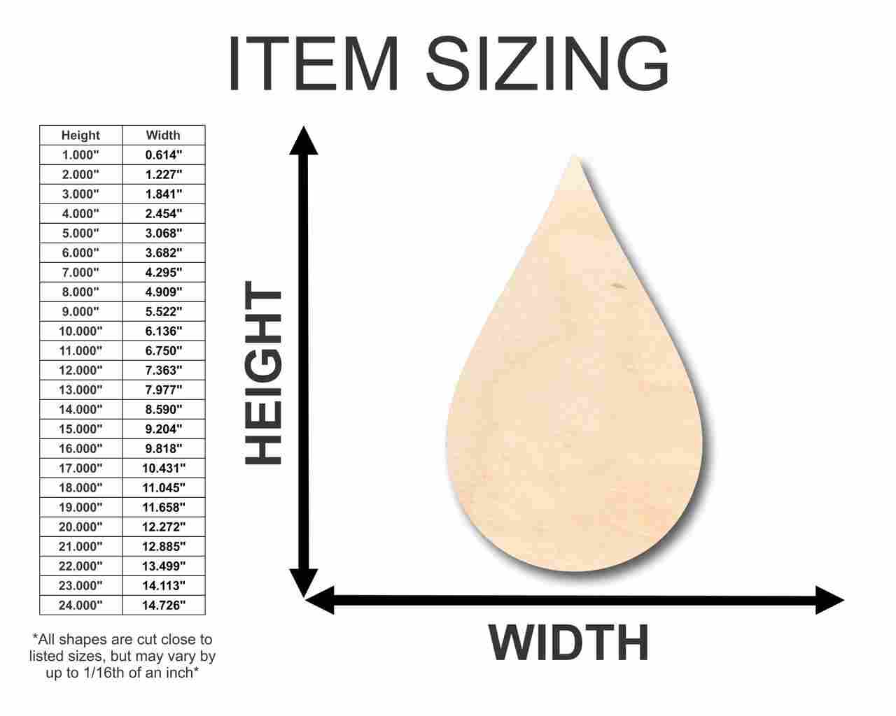 Unfinished Wood Cloud Raindrop Shape - Sky - Craft - up to 46" DIY