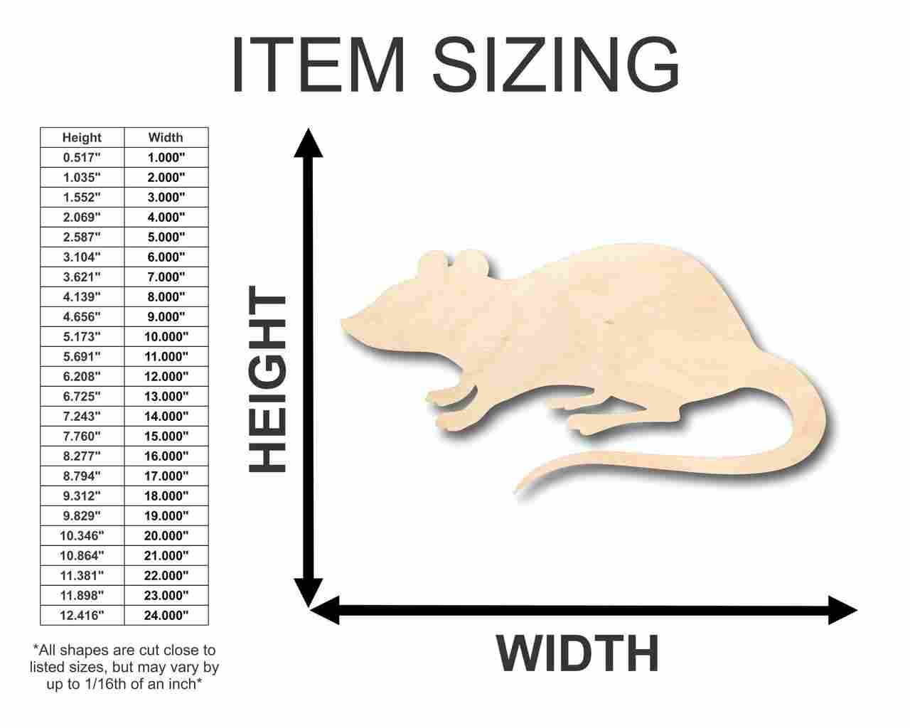 Unfinished Wood Rat Shape - Animal - Wildlife - Craft - up to 46" DIY