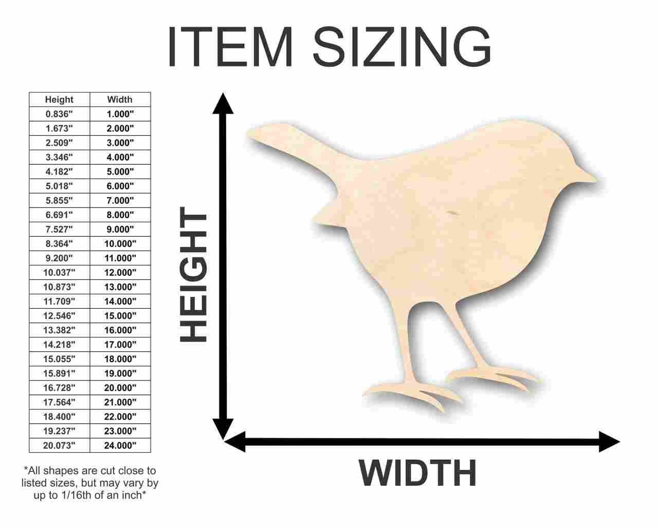 Unfinished Wood Robin Shape - Springtime - Animal - Bird - Wildlife - Craft - up to 46" DIY