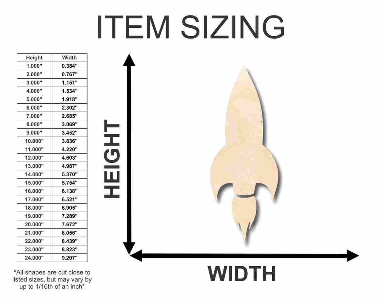 Unfinished Wood Rocket Shape - Kid's Room - Solar System - Planet - Space - Craft - up to 46" DIY