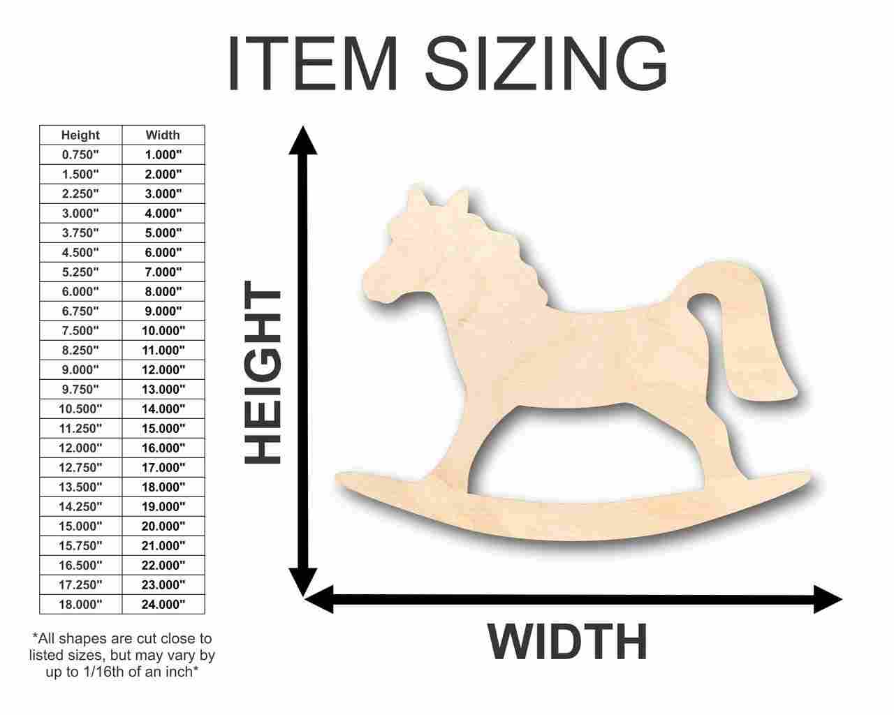 Unfinished Wood Rocking Horse Shape - Toy Animal - Craft - up to 46" DIY