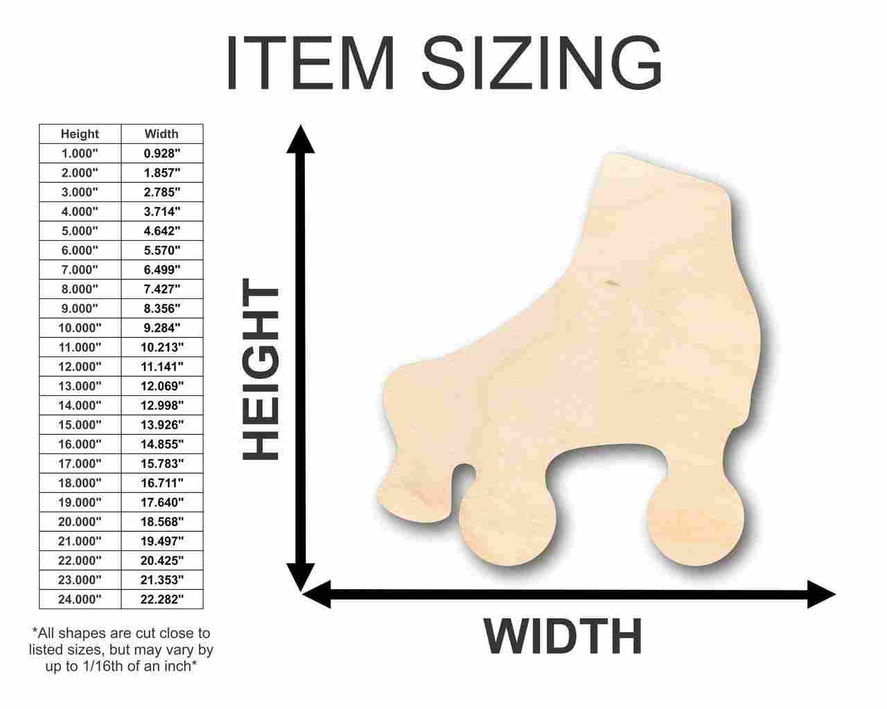 Unfinished Wood Roller Skate Shape - Craft - up to 46" DIY