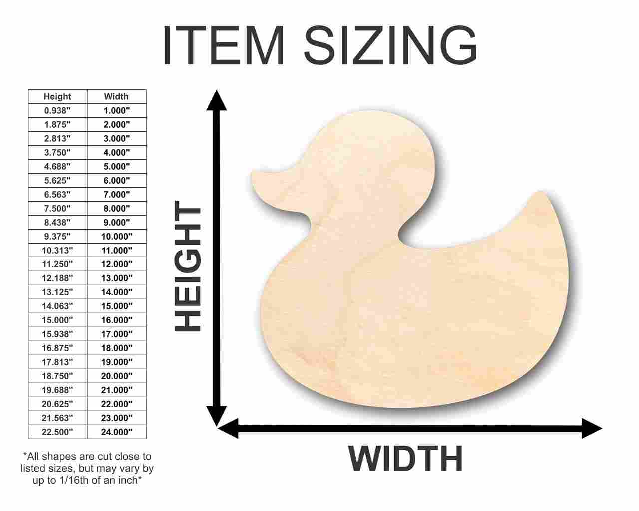 Unfinished Wood Rubber Duck Shape - Bath Time - Nursery Decor - Craft- up to 46" DIY