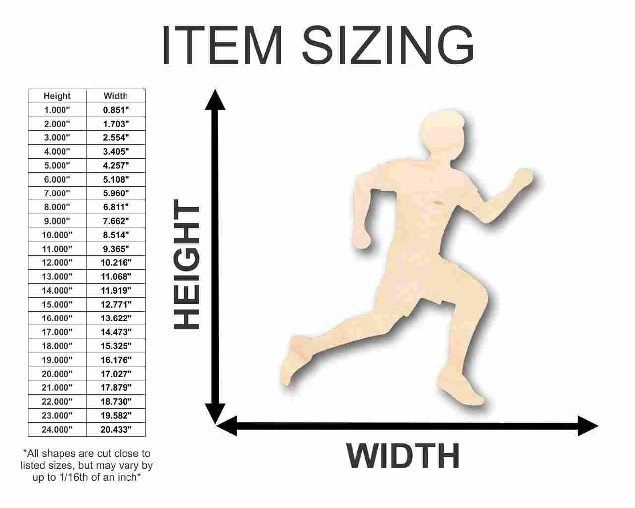 Unfinished Wood Running Boy Shape - Track Cross Country - Sports - Room Decor - up to 46" DIY