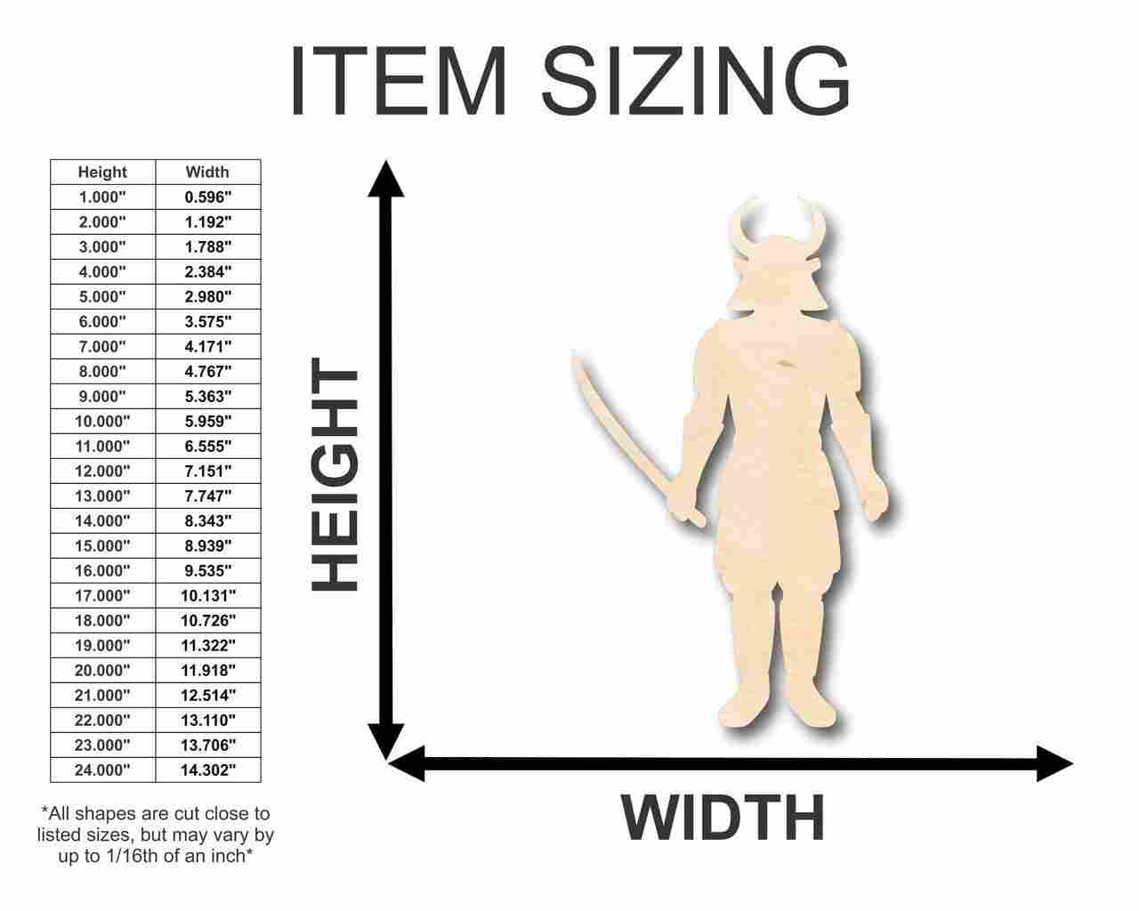 Unfinished Wood Japanese Samurai Shape - Warrior - Craft - up to 46" DIY