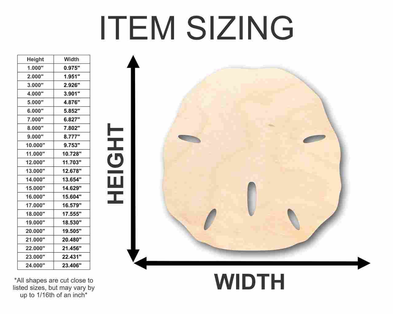 Unfinished Wood Sand Dollar Shape - Ocean - Beach - Nursery - Craft - up to 46" DIY