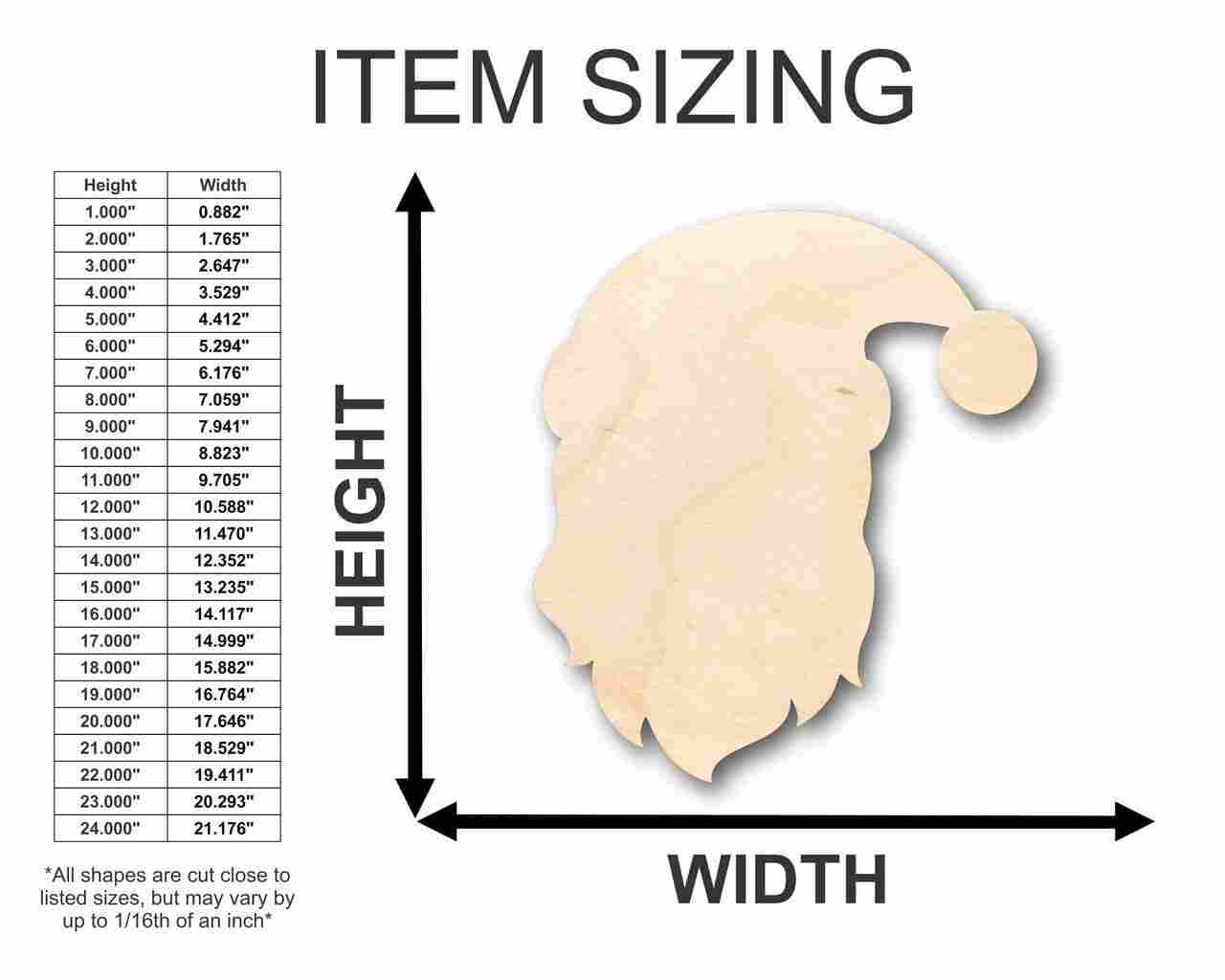 Unfinished Wood Santa Claus Head Shape - Christmas - Ornament - Craft - up to 46" DIY