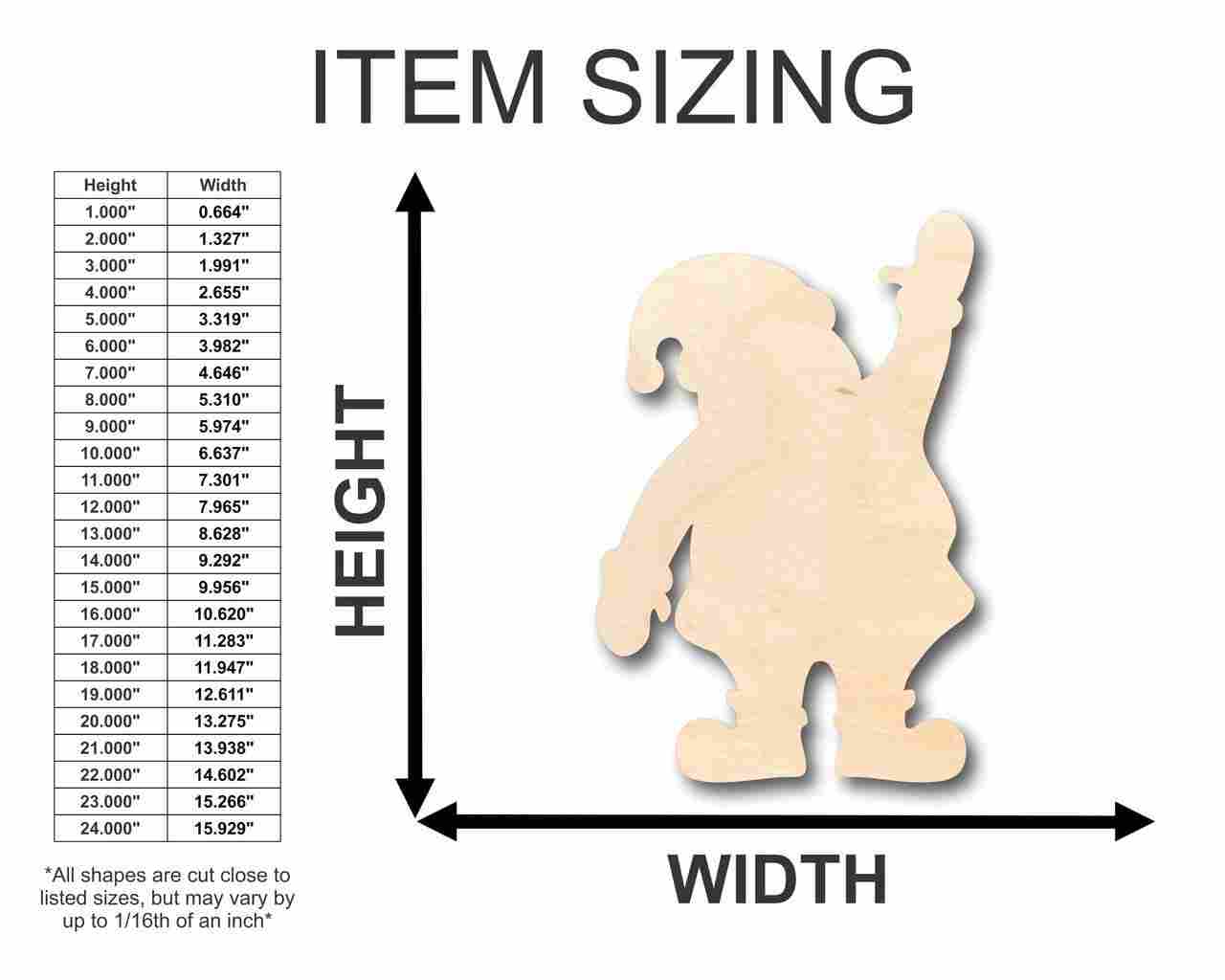 Unfinished Wood Santa Claus Wave Shape - Christmas - Ornament - Craft - up to 46" DIY