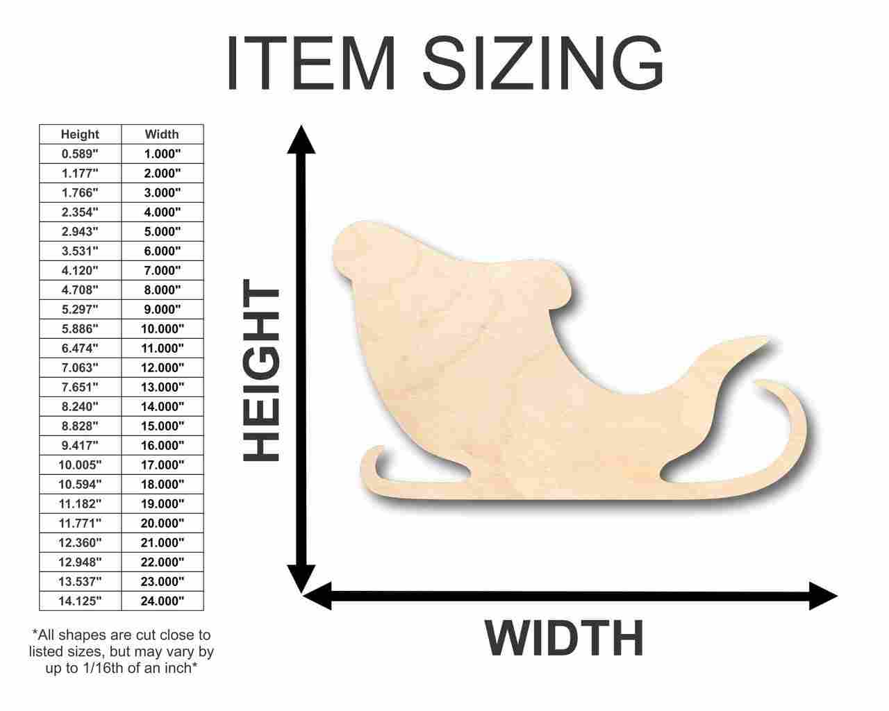 Unfinished Wood Santa Claus Sleigh Shape - Christmas - Ornament - Craft - up to 46" DIY