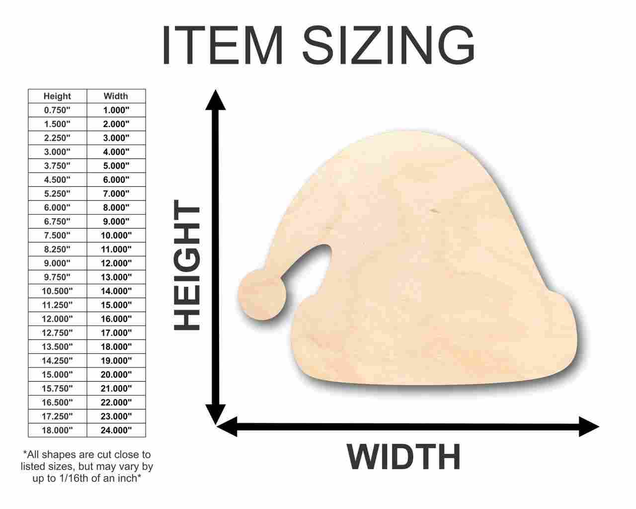 Unfinished Wood Santa Claus Hat Shape - Christmas - Ornament - Craft - up to 46" DIY