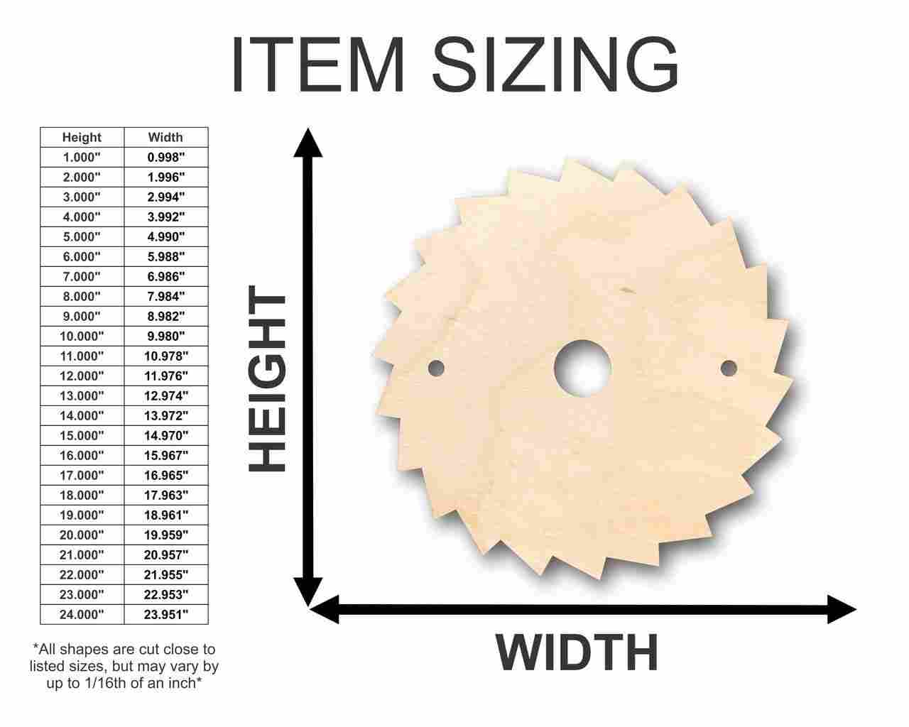 Unfinished Wood Saw Blade Shape - Construction - Tool - Craft - up to 46" DIY
