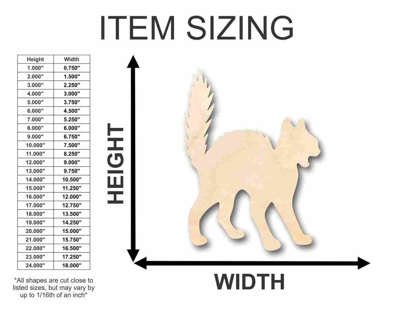 Unfinished Wood Scary Cat Shape - Halloween - Craft - up to 46" DIY