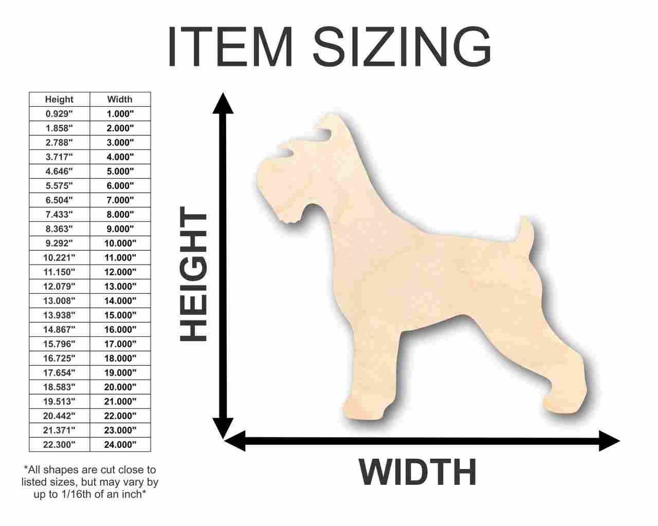 Unfinished Wood Schnauzer Dog Shape - Animal - Pet - Craft - up to 46" DIY