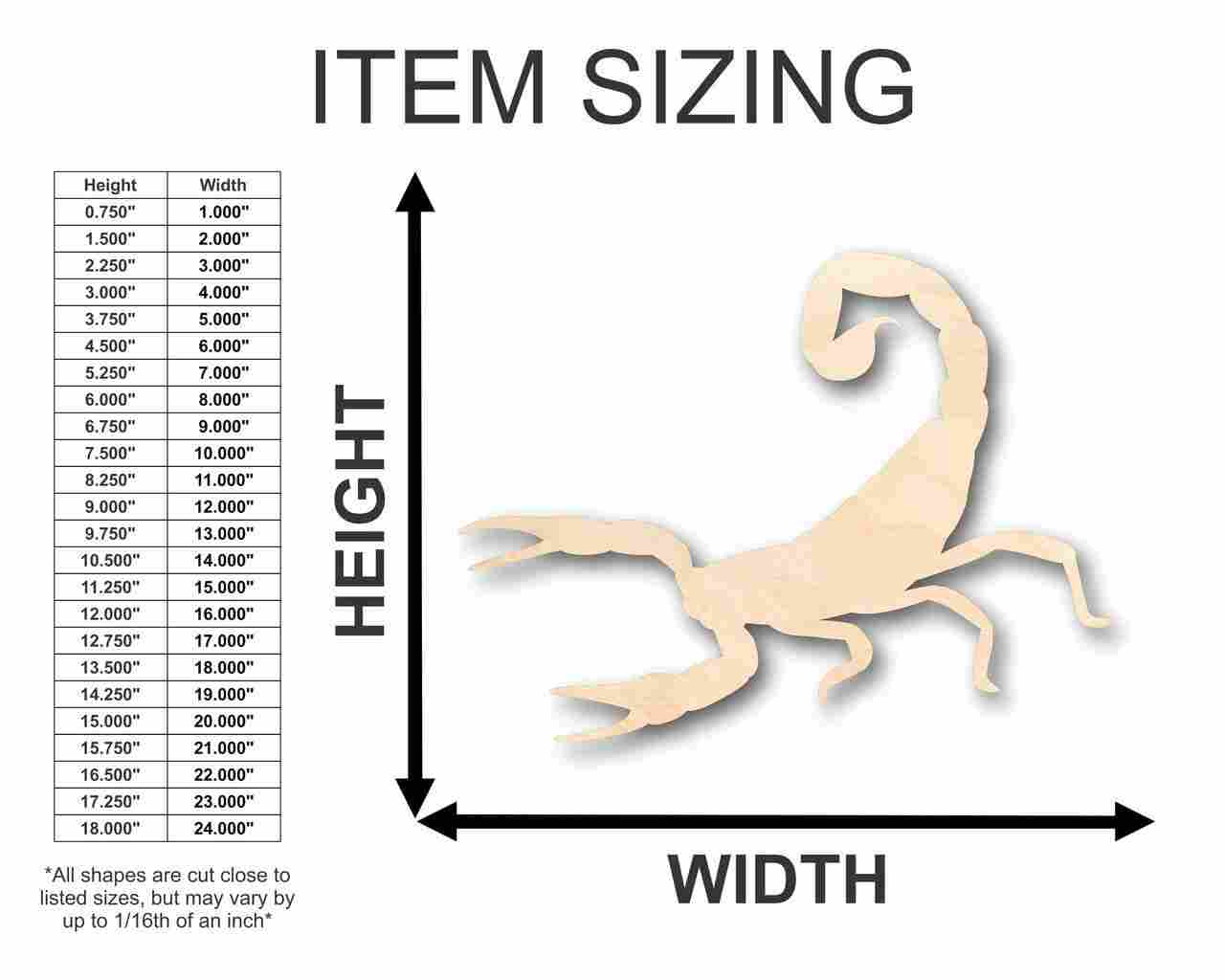 Unfinished Wood Scorpion Shape - Desert Animal - Craft - up to 46" DIY