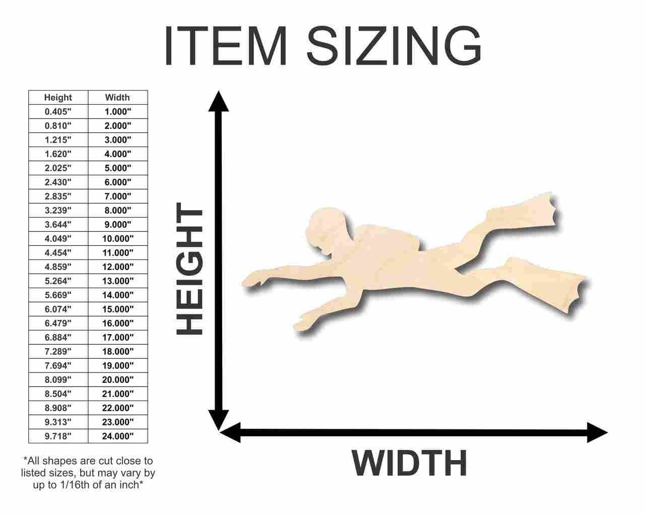 Unfinished Wood Scuba Diver Shape - Ocean - Craft - up to 46" DIY