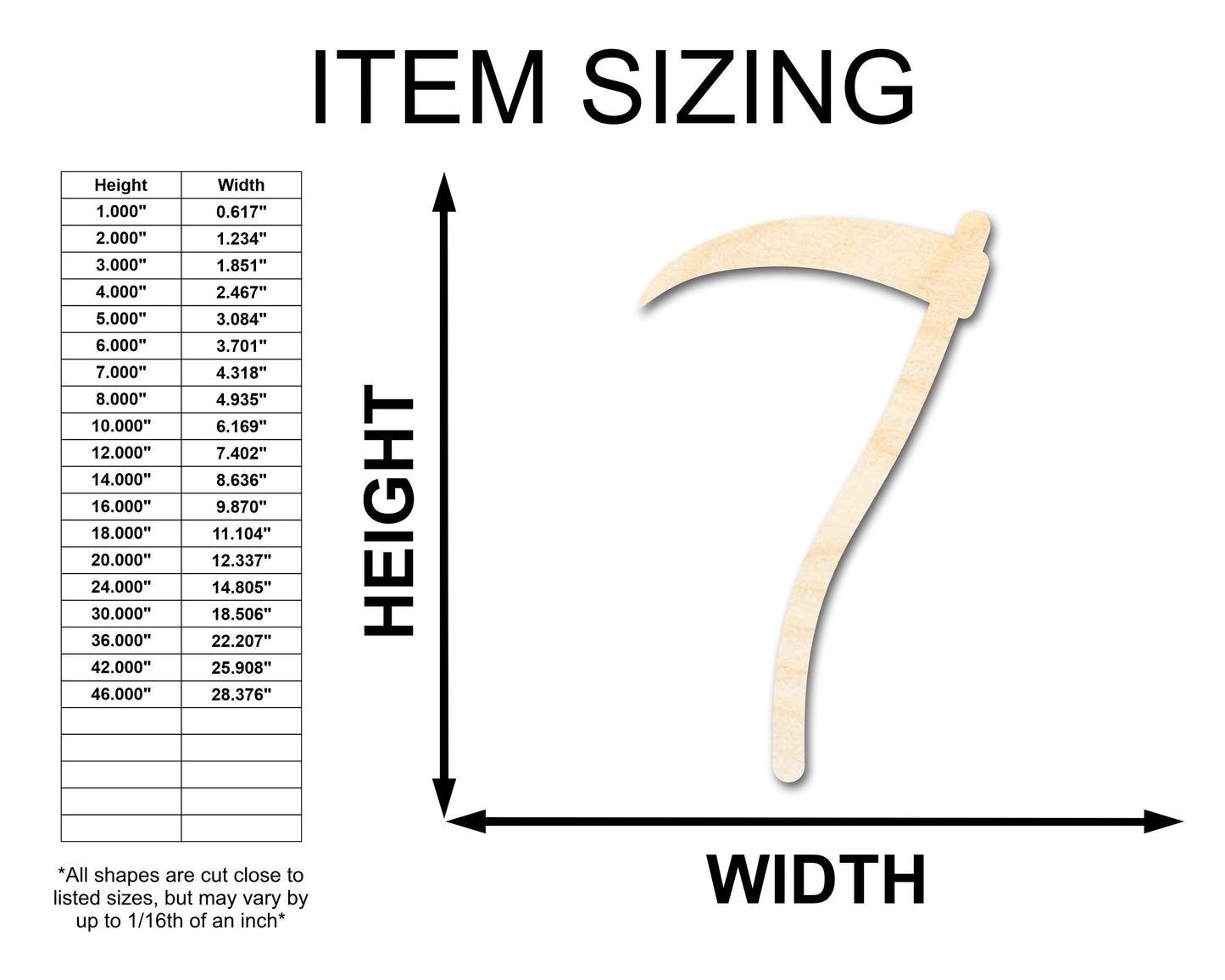 Unfinished Wood Scythe Silhouette - up to 46" DIY