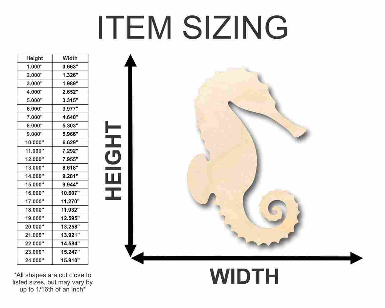 Unfinished Wood Seahorse Shape - Ocean - Nursery - Craft - up to 46" DIY