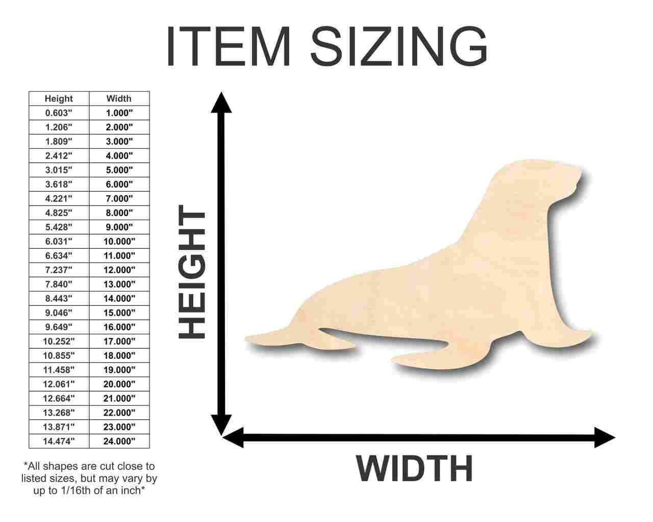 Unfinished Wood Sea Lion Shape - Ocean - Nursery - Craft - up to 46" DIY