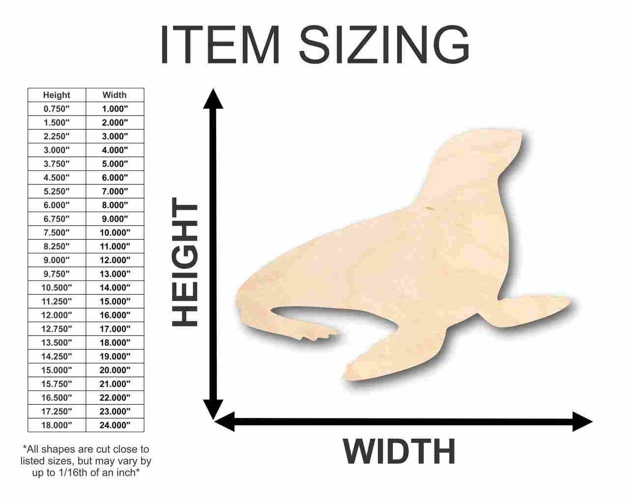 Unfinished Wood Seal Shape - Ocean - Nursery - Craft - up to 46" DIY