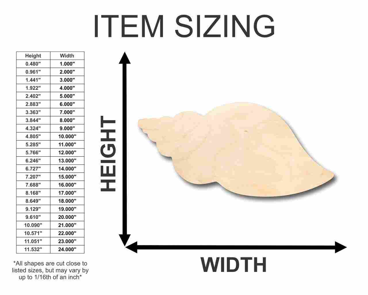 Unfinished Wood Seashell Shape - Ocean - Beach - Nursery - Craft - up to 46" DIY