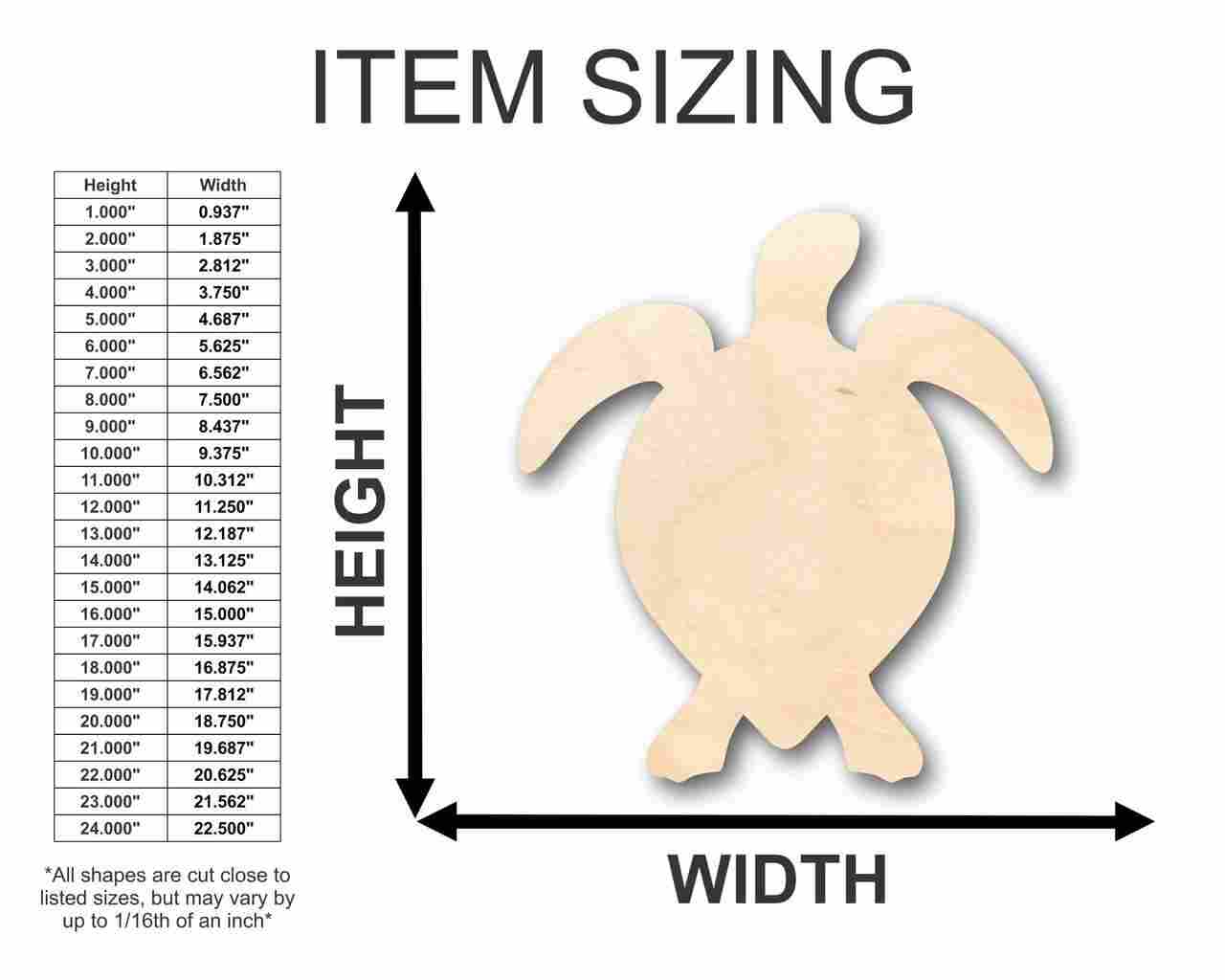 Unfinished Wood Sea Turtle Shape - Ocean - Nursery - Craft - up to 46" DIY