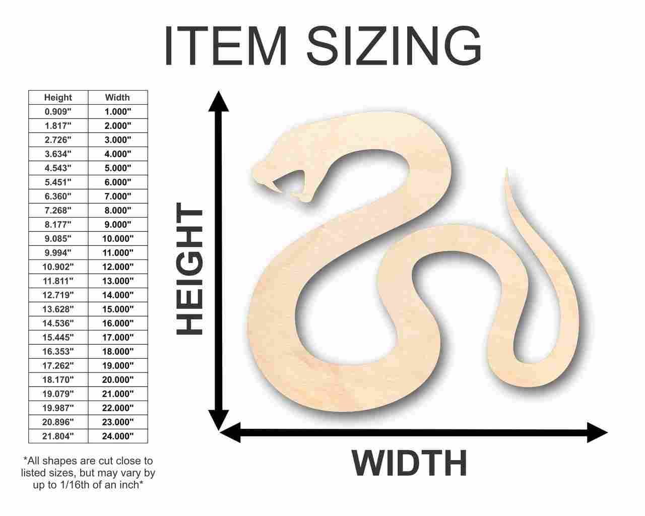 Unfinished Wood Serpent Snake Shape - Animal - Wildlife - Craft - up to 46" DIY