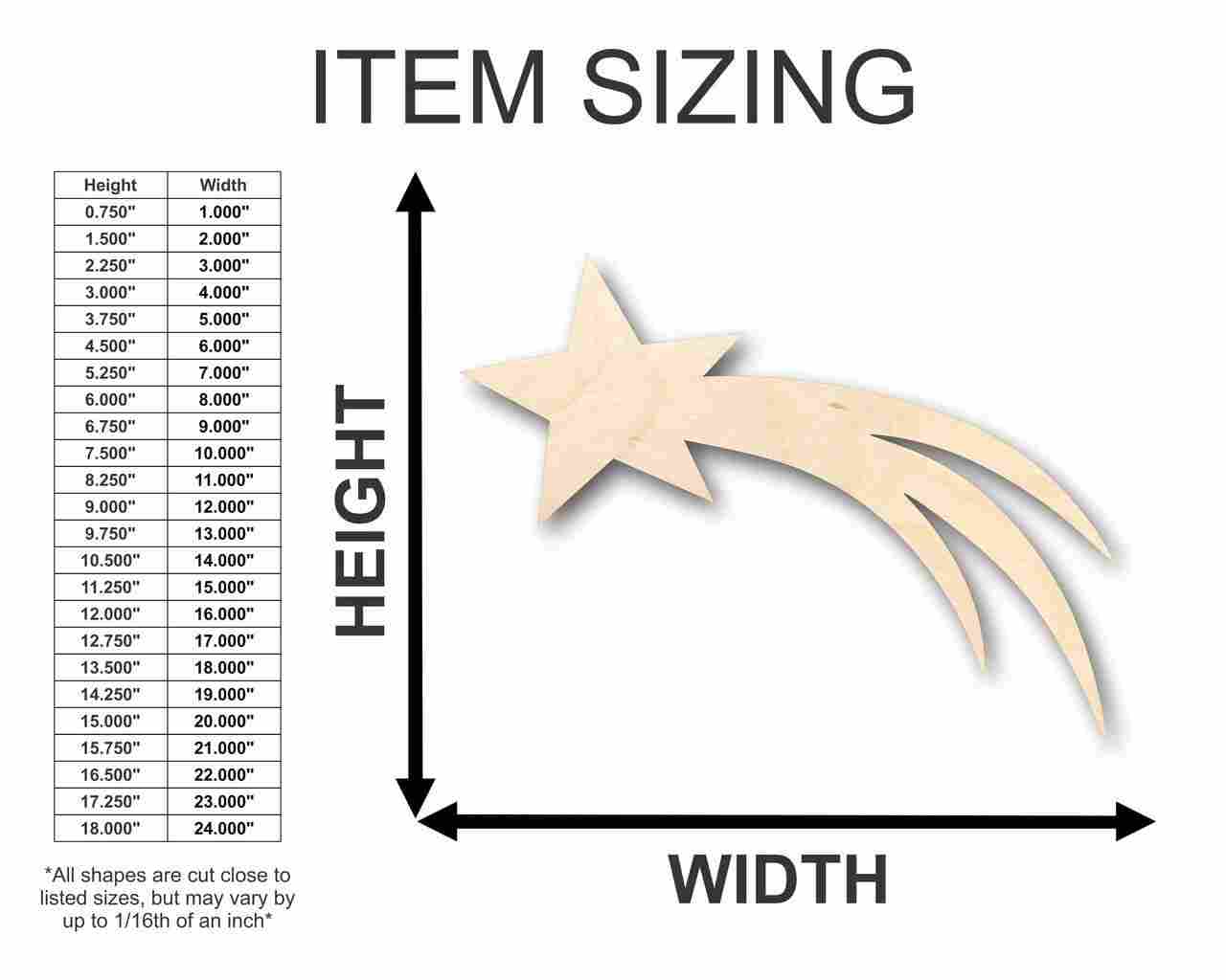 Unfinished Wood Comet Shooting Star Shape - Space - Nursery - Craft - up to 46" DIY