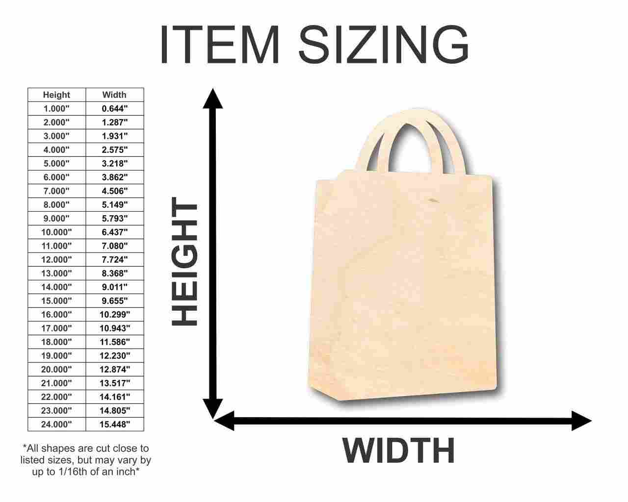 Unfinished Wood Shopping Bag Shape - Craft - up to 46" DIY